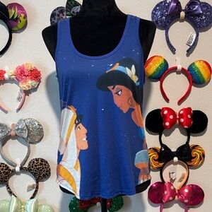 Disney Blue Graphic Tank Top with Gold Logo